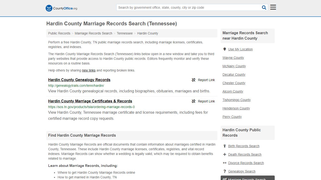 Marriage Records Search - Hardin County, TN (Marriage Licenses ...
